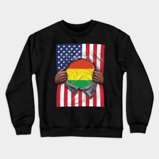 Bolivia Flag American Flag Ripped - Gift for Bolivian From Bolivia Crewneck Sweatshirt